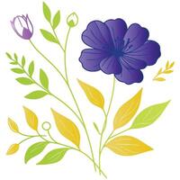 hand drawn line art of floral bloom and leafy stems for minimal botanical decor and contemporary fashion use vector