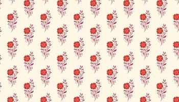 floral pattern with minimal leaves and rose contour sketches for wallpaper and textile vector