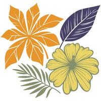 sketched floral and leafy composition featuring cotton blossoms for elegant home textile and decor prints vector