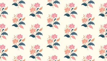 floral pattern composed of sketched rose clusters and abstract natural leaves for packaging vector