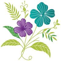 contemporary hand drawn flower and leaf composition in minimal artistic format for interior product display vector