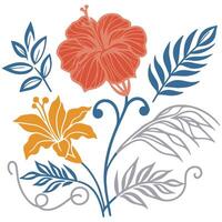 digital illustration of blooming flowers with ornate botanical leaves ideal for summer inspired home textile themes vector