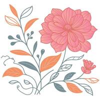 modern botanical blossom with detailed hand drawn leaves for wedding invites and cushion artwork vector