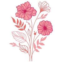 fine line drawing of flower and leaves in a modern botanical format for wedding paper and textile use vector