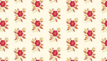floral pattern composed of flower outlines and decorative doodle stems for textile printing vector
