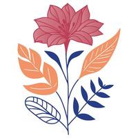 botanical sketch of floral bloom with natural stem leaves in a minimalist modern art style for home display vector