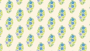 floral pattern with decorative continuous flowers and organic stem illustrations for fabric vector
