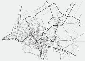 Sapporo city map. Japan town streets on the plan. Monochrome line map of the scheme of road. Urban environment, architectural background vector