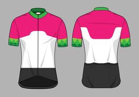 Cycling jersey design with pink green white and black color scheme. vector