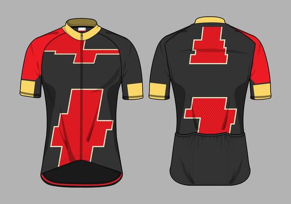 Cycling racing jersey with black red and yellow accent color