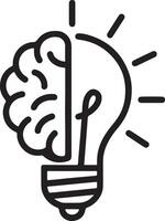 Bright Idea Human Brain Forming a Lightbulb, Symbolizing Innovative Thinking and Creative Solutions in a Bold, Black and White Illustration vector