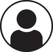 Simple Black and White Circular Profile Icon Minimalist User Avatar for Website or App Design vector