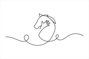 Horse abstract one line drawing minimalist outline illustration elegant sketch for tattoo idea vector