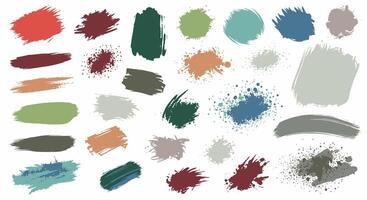 Colorful grunge brush strokes and paint splashes add texture and style vector