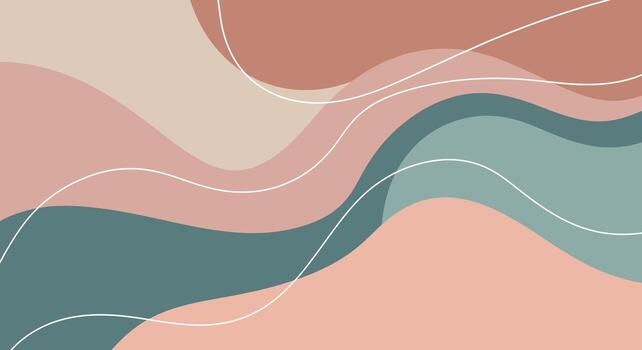 Earthy hues abstract waves and lines create a calming and modern background vector