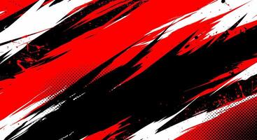 Abstract graphic features a dynamic blend of red, black, and white strokes vector