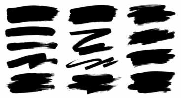 Set of black grunge brush strokes perfect for modern design elements vector