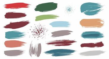 Colorful paint strokes and splatters collection on a white background vector