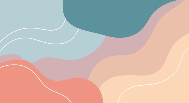 Abstract pastel background design with wavy lines and flowing shapes vector