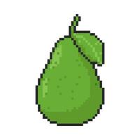 8 bit avocado icon, Pixel art object. Old school computer graphic style. vector