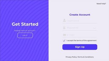 UI register form. Sign up page with minimalistic style. Simple and modern template for websites. vector