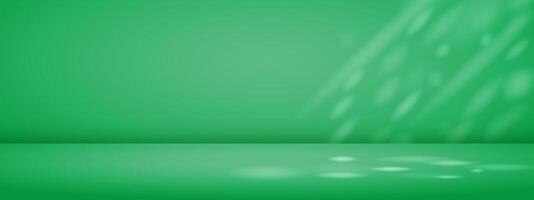 Green studio background with sun rays. Limbo bg for product presentation. Modern banner with empty space for advertising text. illustration. vector