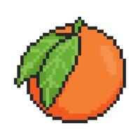 Pixel art orange icon in 8 bit style. Retro 80s,90s game graphics. vector