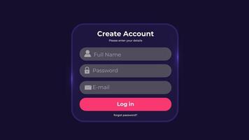 Register page layout. Sign up form with buttons and icons. Minimalistic registration screen for web vector