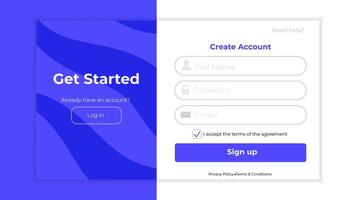 Register form. Minimalistic registration screen for desktop. Simple and modern template. vector