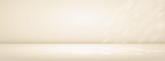 Beige studio room with sun rays. Limbo light background. Abstract 3d bg with empty space for advertising text. mockup illustration. vector