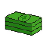8 bit money icon. Pixel art object. Retro 80s,90s game graphics. vector