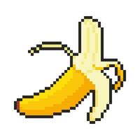 Banana icon. Pixel art object in 8 bit style. Retro 80s,90s game graphics. vector