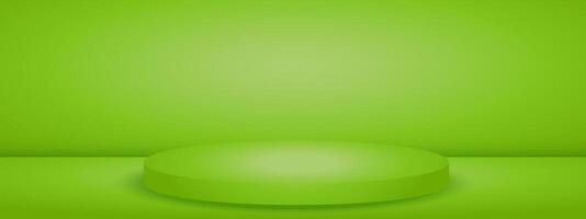 Limbo green background with podium pedestal. Abstract studio gradient bg. Modern banner with empty space for advertising text. illustration. vector