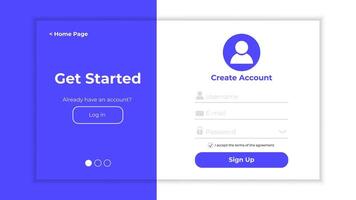Register form with login and password fields. Sign up page with minimalistic style. Simple and modern template for websites. vector