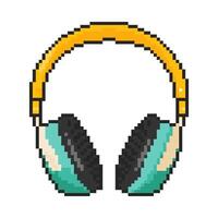 8 bit headphone icon, Pixel art object. Old school vintage game graphic. vector