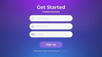 UI register layout. Sign up web form with gradient background. Minimalistic registration screen for desktop vector