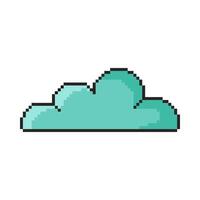 8 bit cloud icon, Pixel art object. Old school vintage game graphics. vector