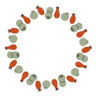 Autumn simple blueberry circle frame. Round border made of fall berries. The berries have different shapes and are arranged in a circle. flat isolated on white background. vector