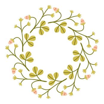 Autumn strawberry circle frame. Round border made of fall berries. The berries have different shapes and are arranged in a circle. flat isolated on white background. vector