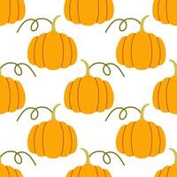 Pumpkins seamless pattern. Autumn isolated orange pumpkin on white background. Square repeat pattern flat design for fall season. vector