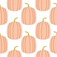 Pumpkins seamless pattern. Autumn isolated pink pumpkin on white background. Square repeat pattern flat design for fall season. vector