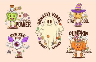 Halloween illustrations with spooky characters vector