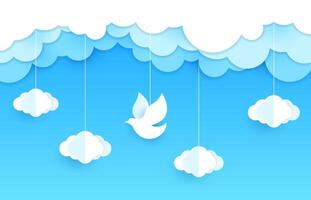 Bird hanging from clouds illustration vector