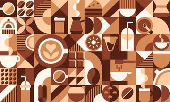 Coffee drink geometric pattern grid background vector