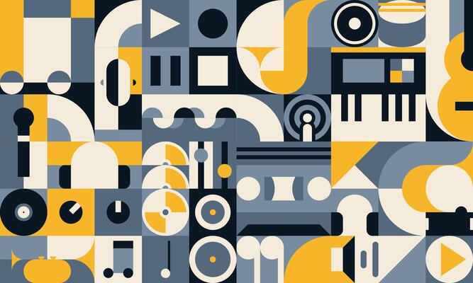 Music and sound geometric pattern retro background