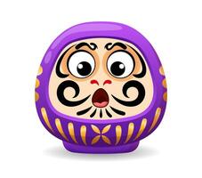 Japanese doll daruma cartoon face mask talisman vector