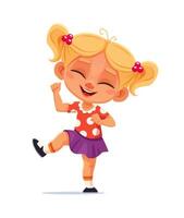 Kid dancing and jumping at party radiate happiness vector