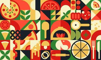 Pizza modern geometric pattern with pizza slices vector