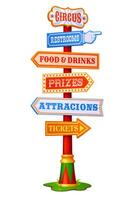 Amusement park signboard signage, circus signboard vector