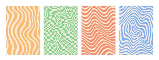 Psychedelic groovy pattern backgrounds set vector